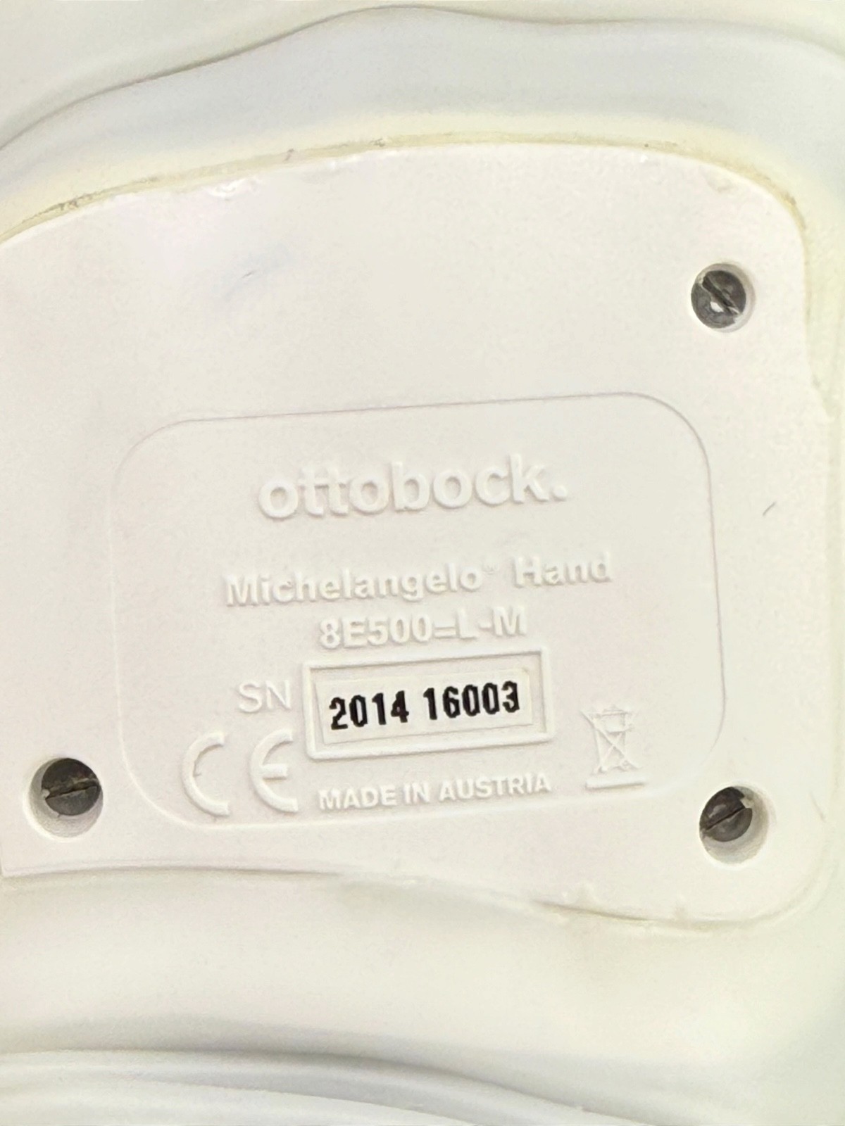 Ottobock Otto bock left Michelangelo prosthetic hand. 8E500=L-M