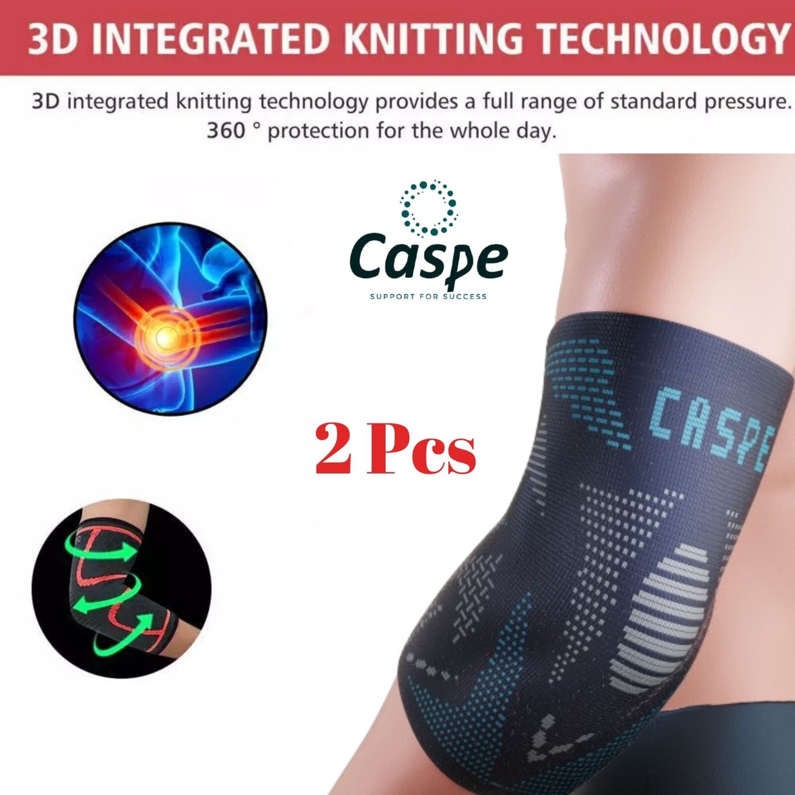 2 Pack Elbow Brace Support Sleeve Arthritis Tendonitis Reduce Joint Pain Relief