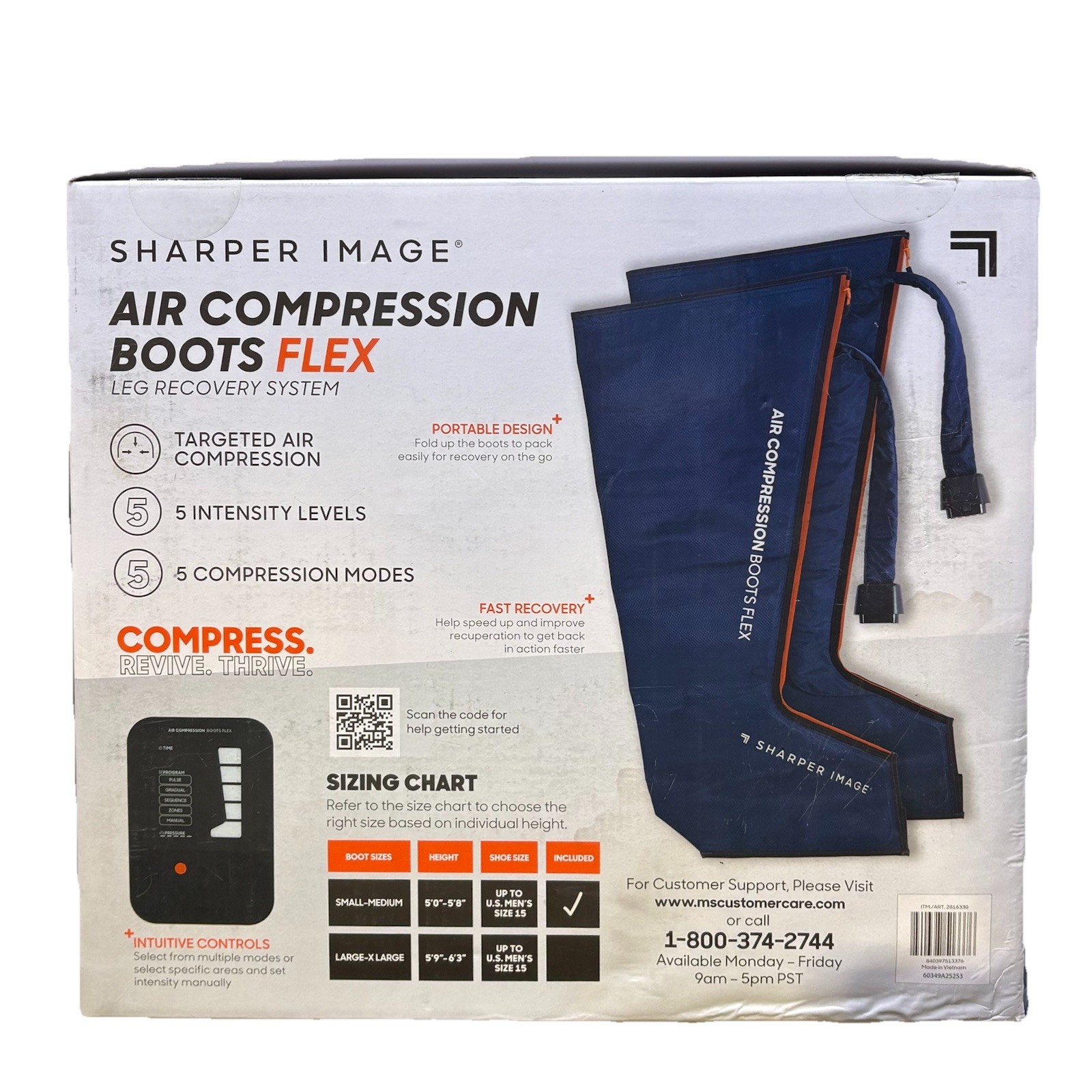 SHARPER IMAGE AIR COMPRESSION Flex BOOTS Small/Medium Blue