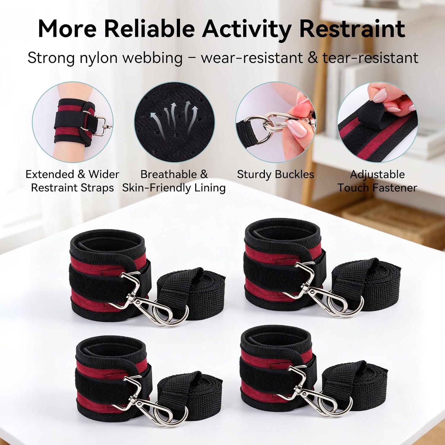 Patient Medical Restraints, Adjustable Bed Restraints Belts for Wrists and Ankle