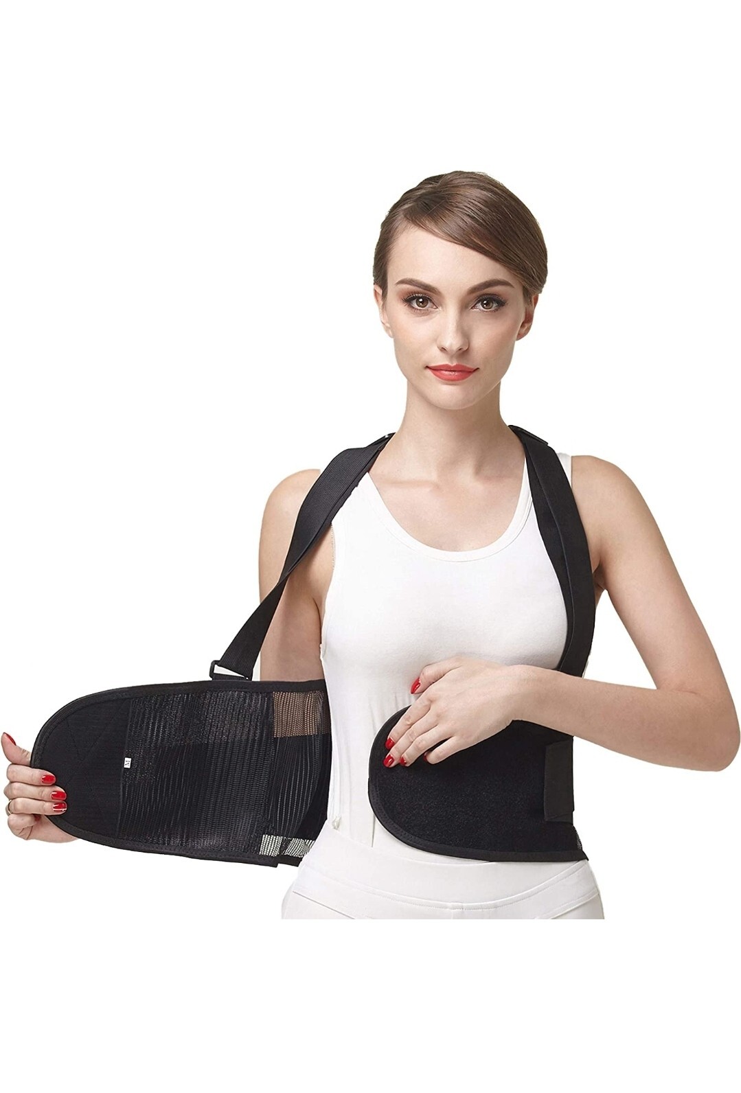 NEOTech Care Light Black Back Brace for Men With Adjustable Suspenders Size L