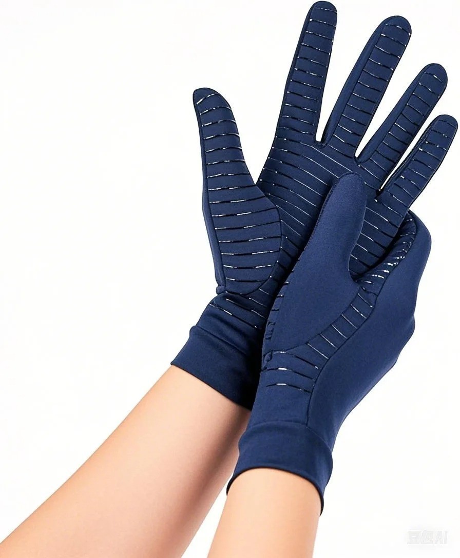 1 Pair Copper Compression Gloves Full Finger Arthritis Support Hand Pain Relief