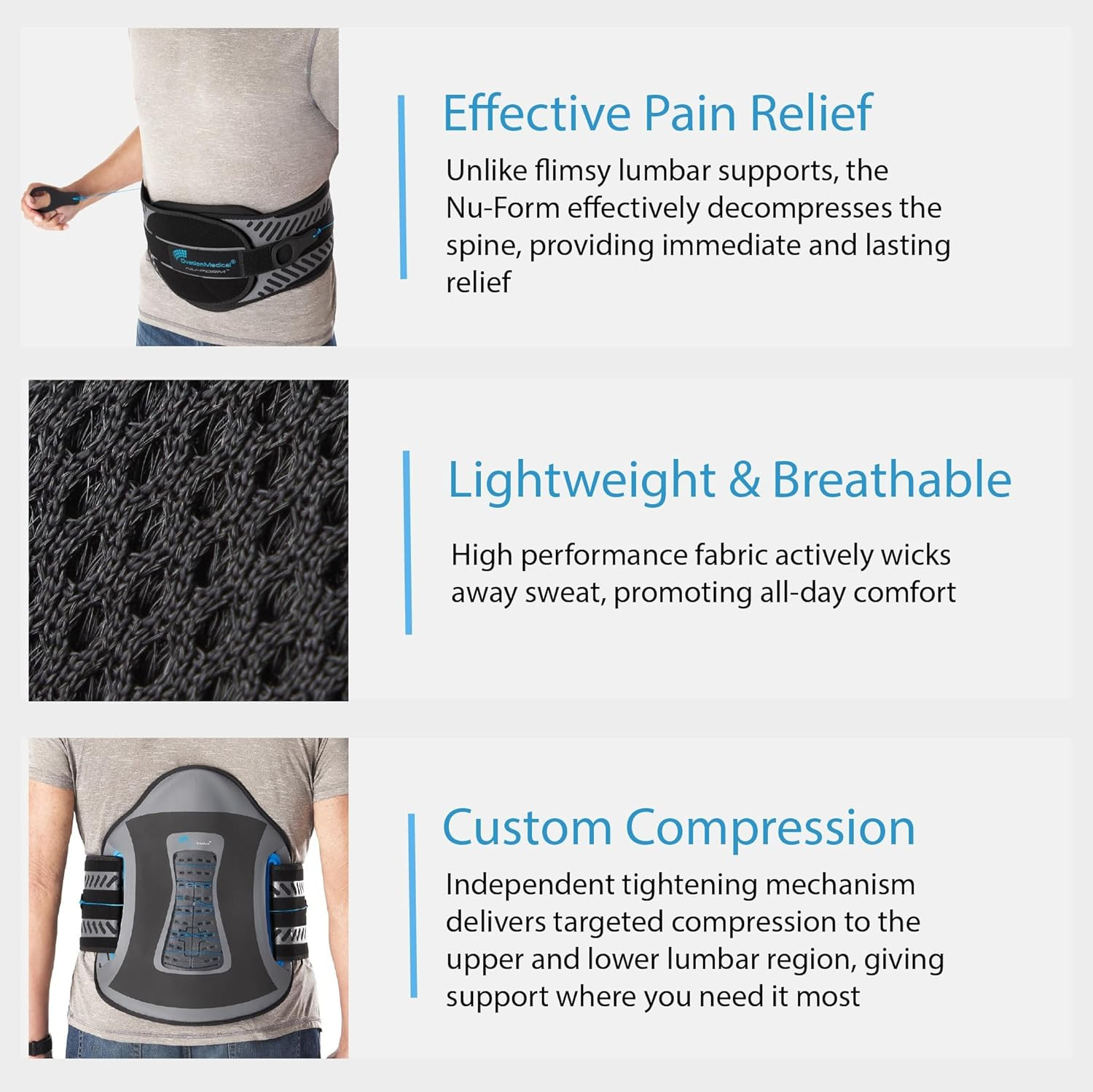 Nu-Form Universal Lower Back Brace – LSO Back Brace with Adjustable Closure – Lu