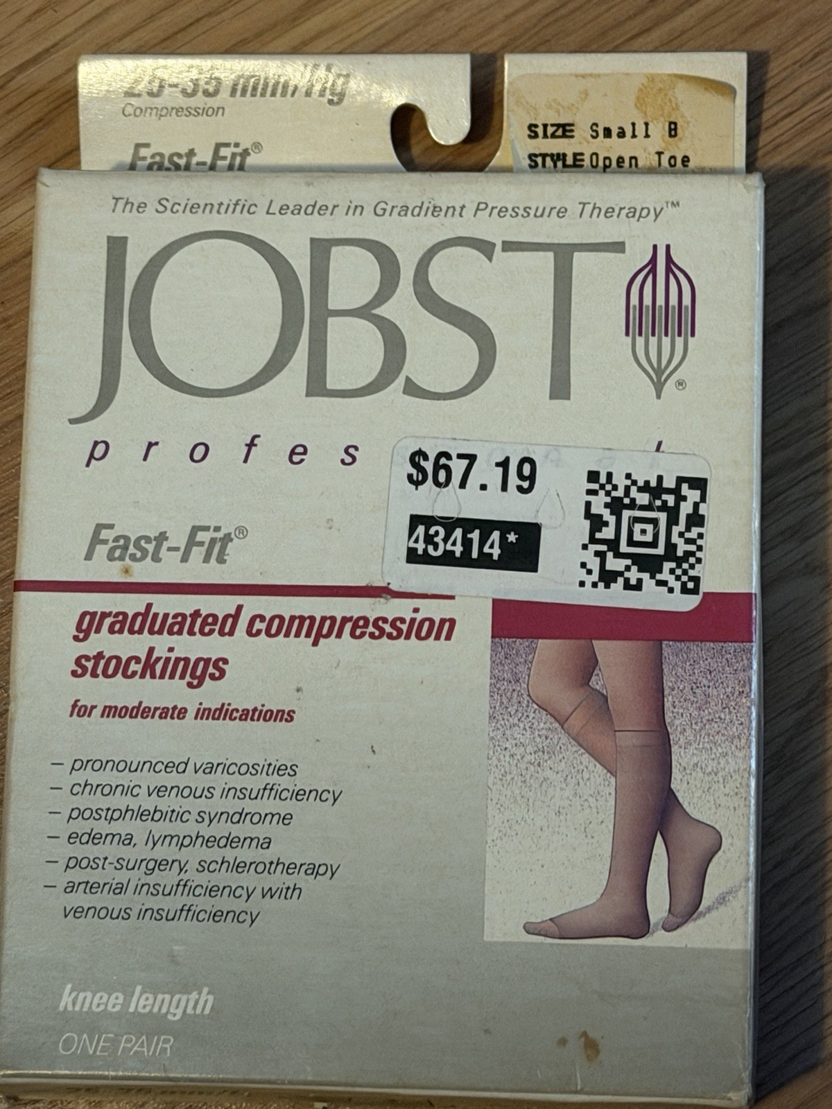 Jobst Relief Compression Knee Stockings 25-35 mmhg Support Open Toe*Sz B Small