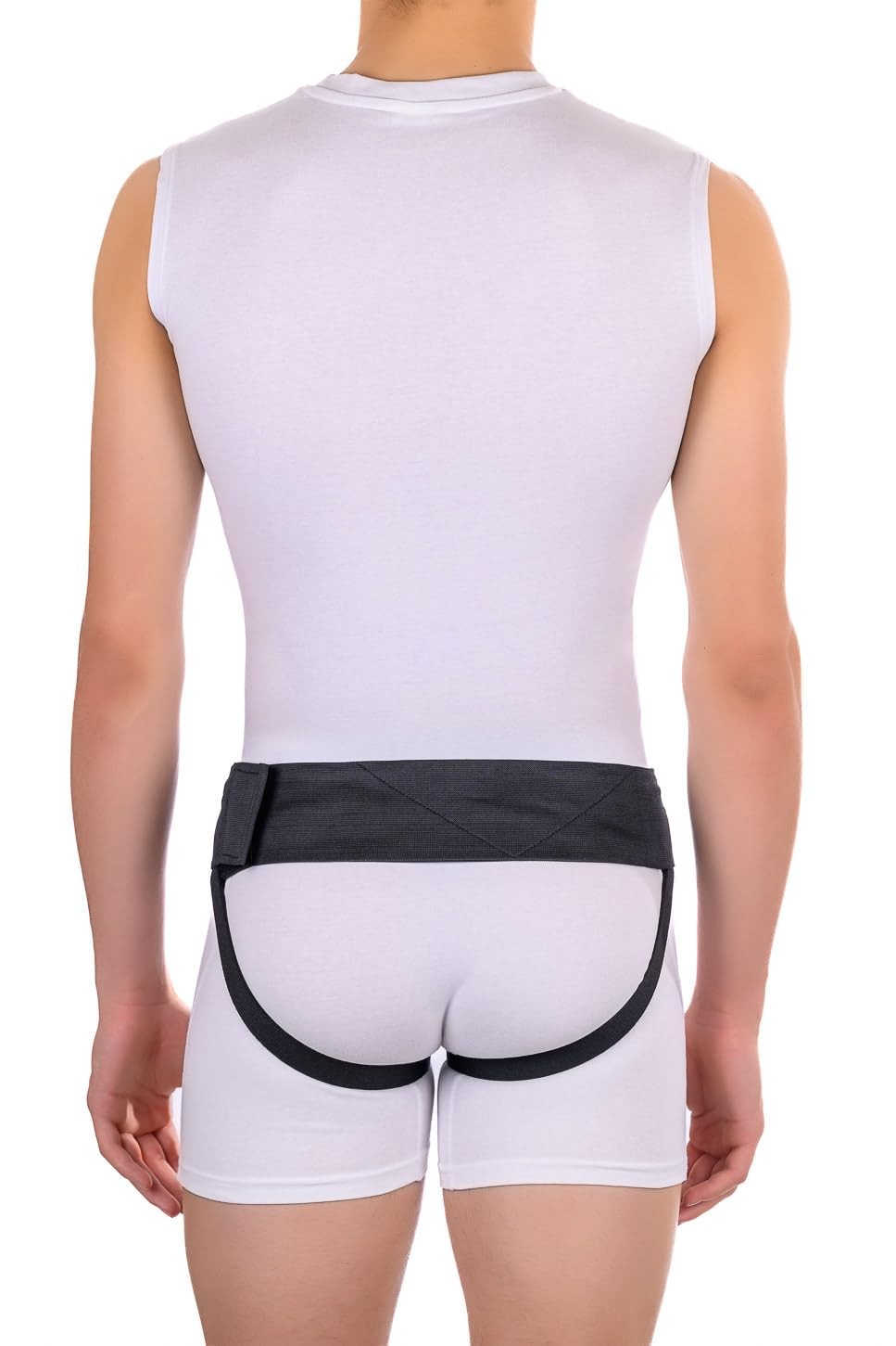 FlexaMed Double Inguinal Hernia Truss Belt Support Pads Black Medium