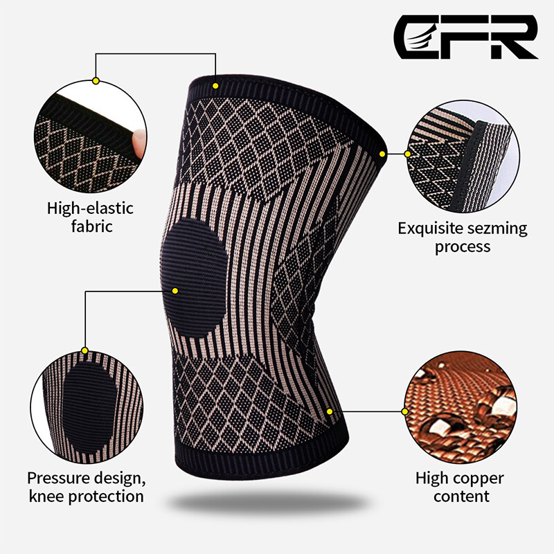 Copper Compression Knee Support Brace Joint Pain Arthritis Relief Sleeve Sport