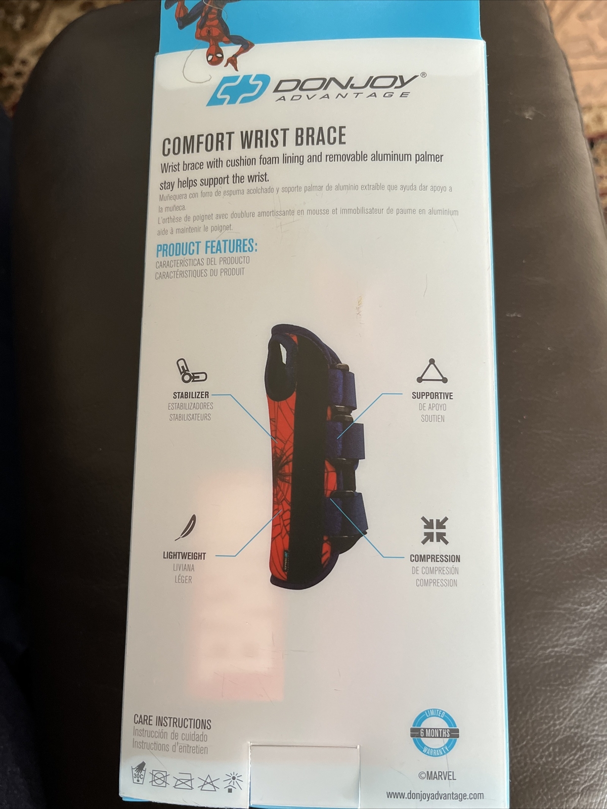 Marvel SPIDERMAN Comfort Wrist Brace Moderate YOUTH RIGHT w cushion foam lining
