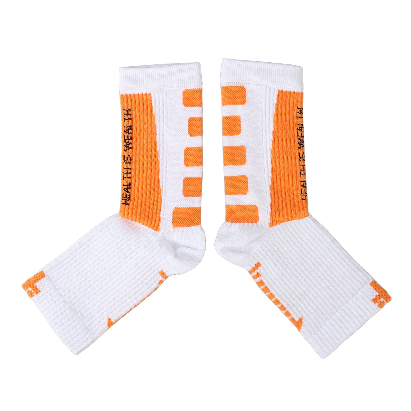 White and Orange Sports Heel Socks Ankle Protection Foot Sleeve Support WT
