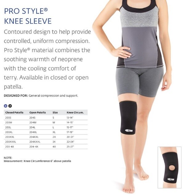 DJO Bell-Horn Large Prostyle Knee Sleeve Closed Patella Black