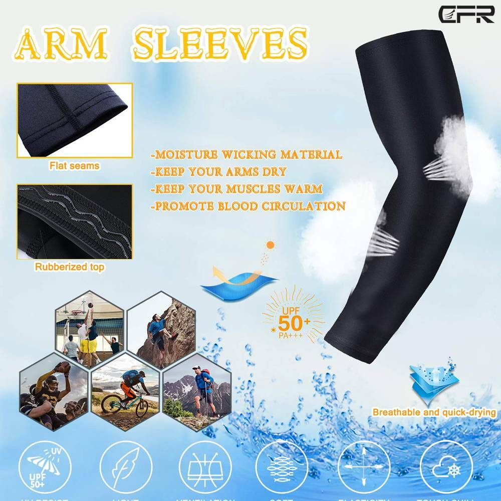 Compression Arm Sleeves Sports Gym Arthritis Lymphedema UV Protection Men Women