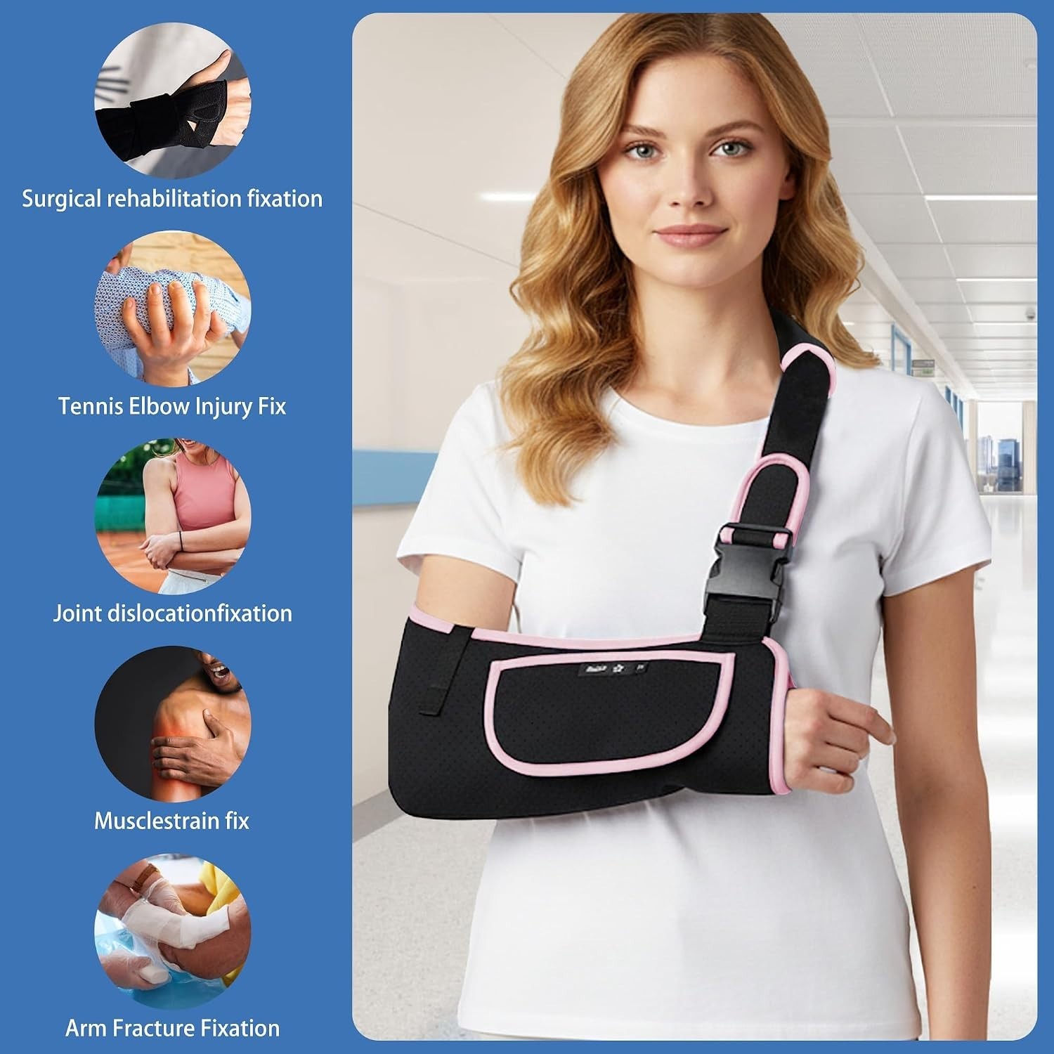 Stylish Adjustable Arm Sling Shoulder Immobilizer – Pink for All-Day Comfort