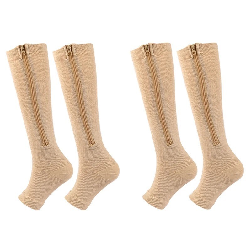 Zipper Compression Socks-Easy On/Off Nylon Graduated Support Stockings