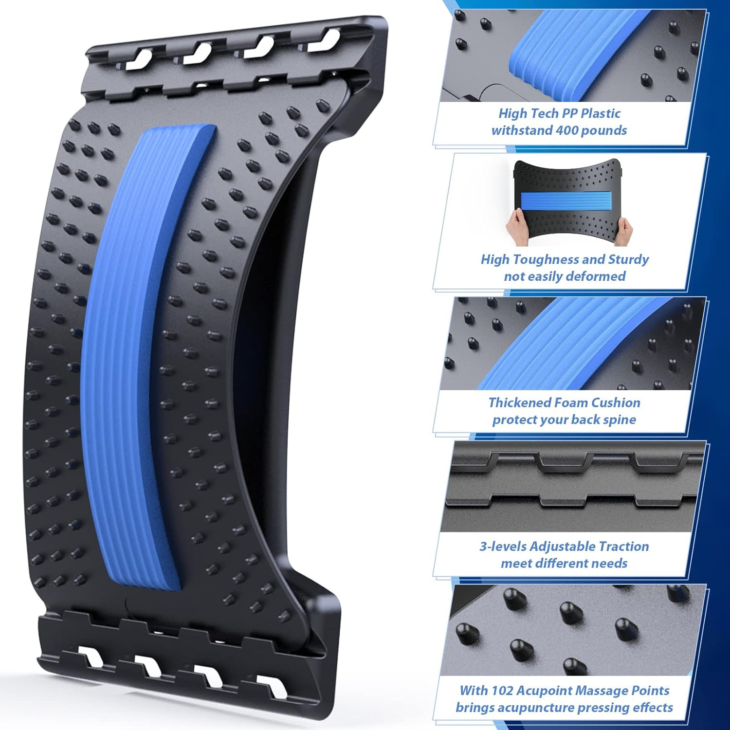 Back Stretcher for Lower Back Pain Relief, Multiple Level Adjustable Arch Lumbar