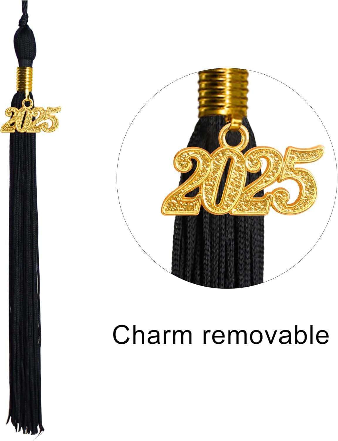 GraduationMall Matte Graduation Cap with 2025 Tassel for High One Size, Black