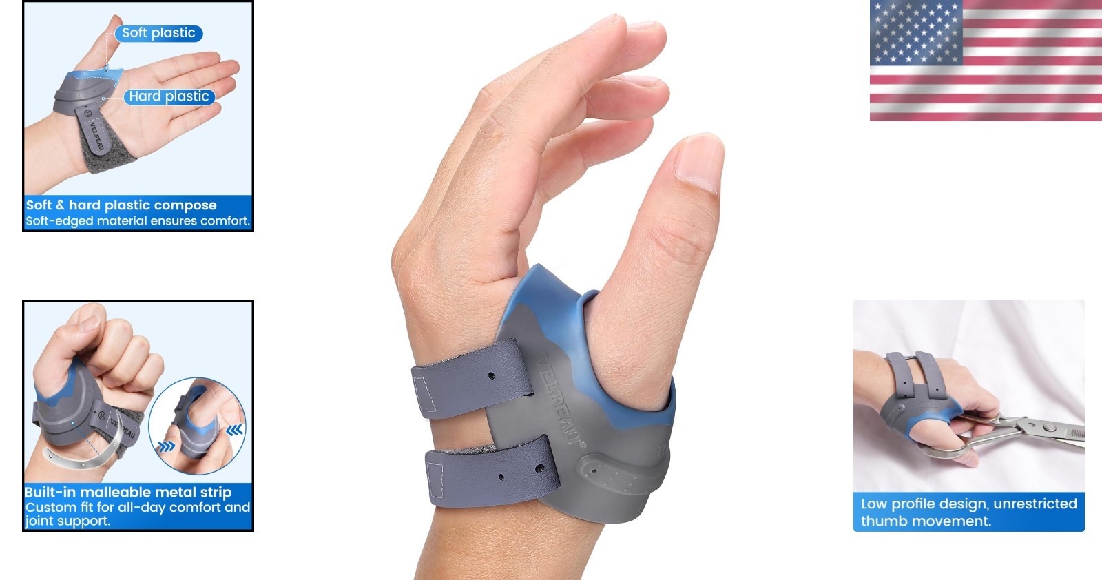 Thumb Splint for Basal Thumb Arthritis – Blue, Left Hand