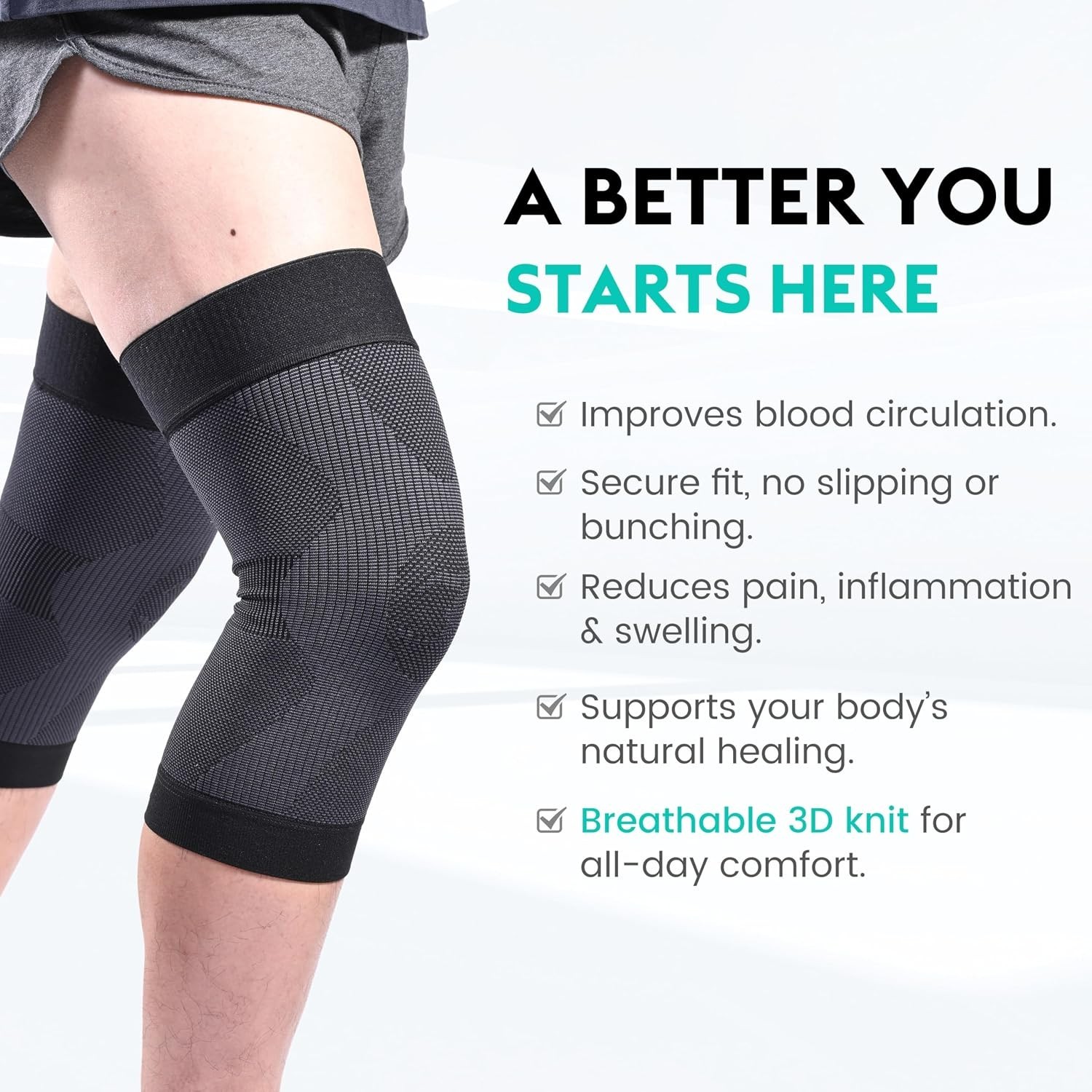 High-Quality Knee Compression Sleeves – 2 Pack | Relief for Arthritis & Swelling