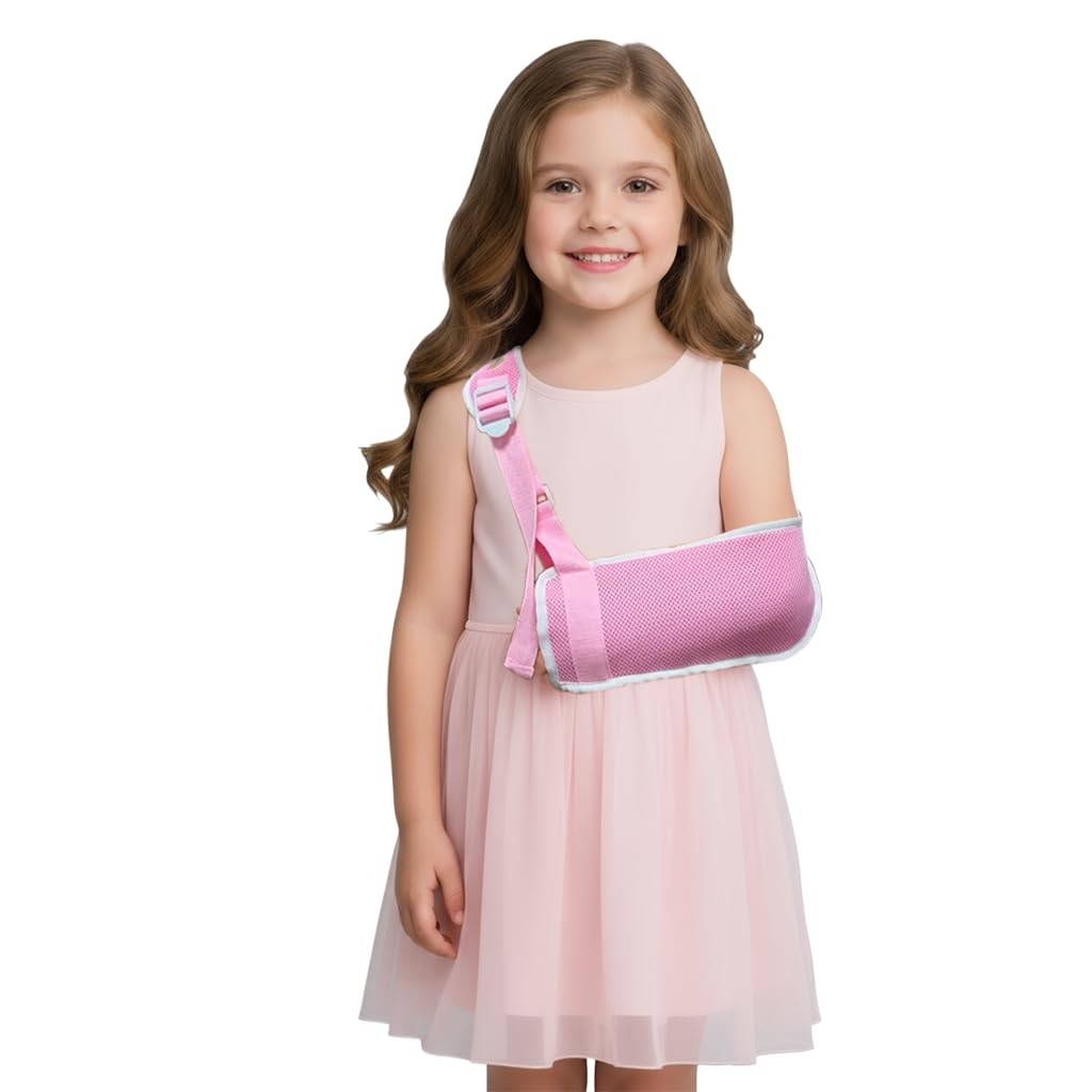 Adjustable Kids Arm Sling Shoulder Support Injuries Rehab Pink Medium