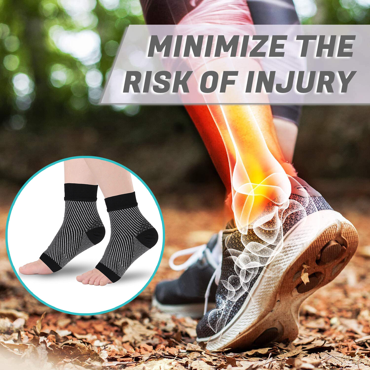 Compression Socks Foot Sleeves for Ankle Heel Pain Relief, Left and Right Foot