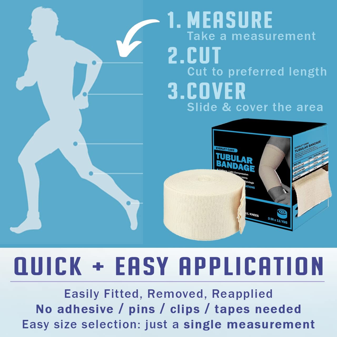 EVERLIT Elasticated Tubular Support Bandage | Stockinette Tubing for Small Arms,