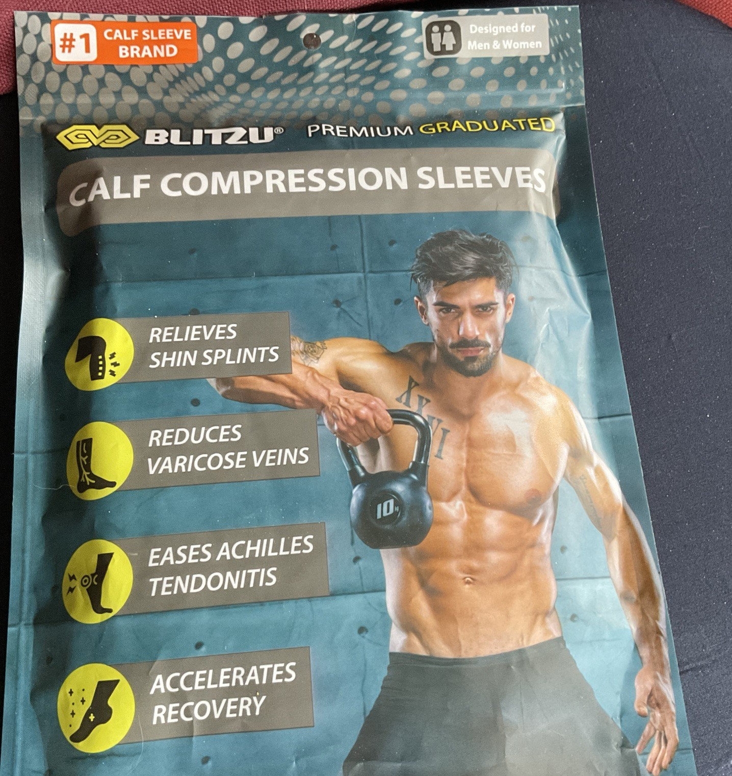 BLITZU CALF COMPRESSION SLEEVES, X-XL, MEN/WOMEN, NWOT