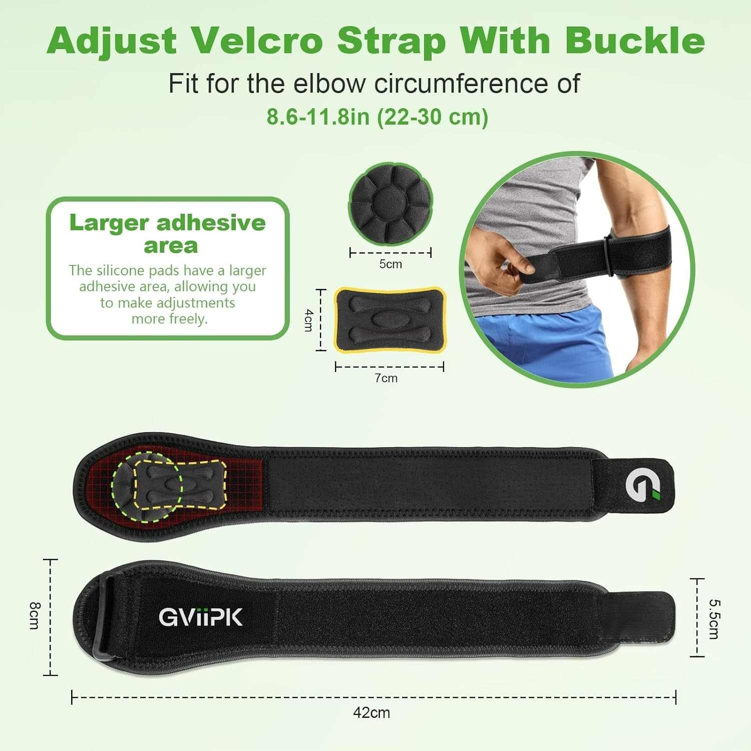 Tennis Elbow Brace Strap for Tendonitis – Black 1 Pack