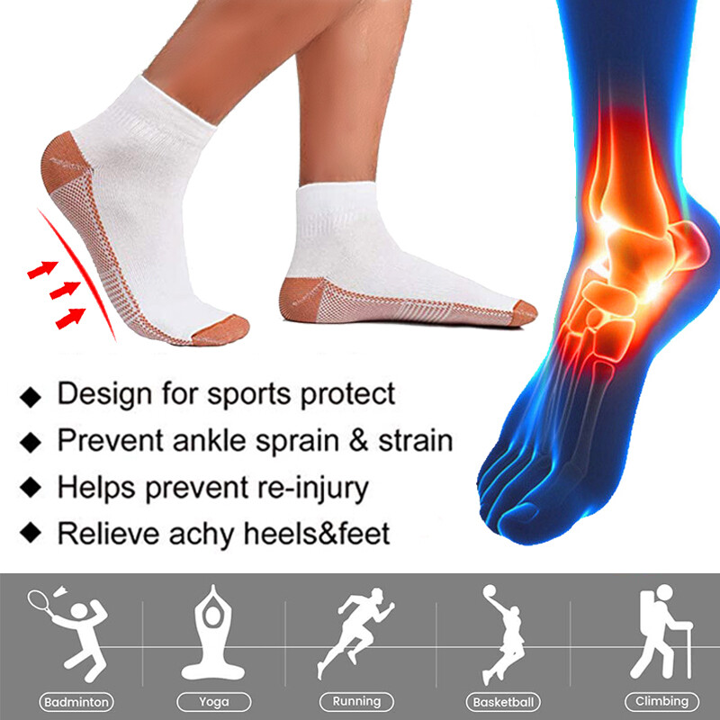 Copper Compression Support Socks 20-30mmHg Graduated Plantar Fasciitis Men Women