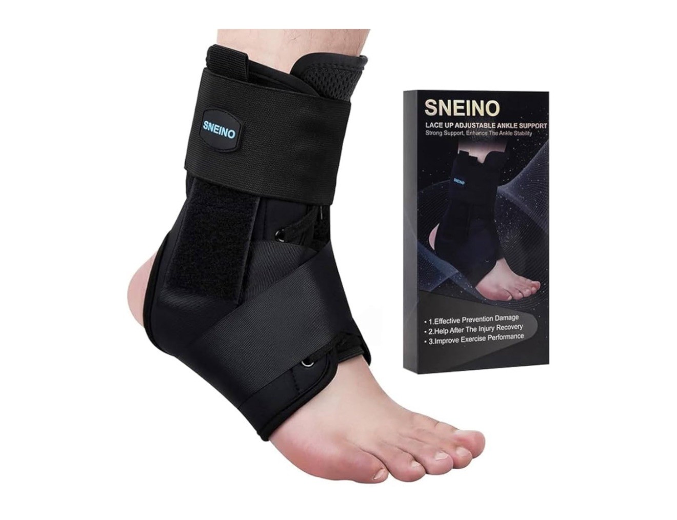 SNEINO Lace up Ankle Brace for Women & Men – Ankle Support Brace for Sprained…