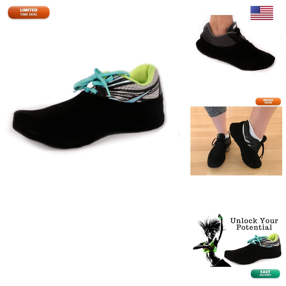 Pretty PS Simple PSDancersBlk Shoe Covers for Dancing – 1 Pair, 2 Socks, Black