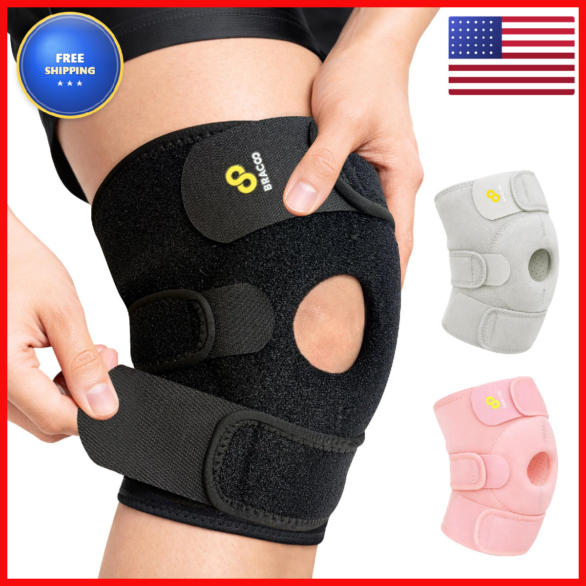 Bracoo Adjustable Compression Knee Patellar Pad Tendon Support Sleeve Brace For