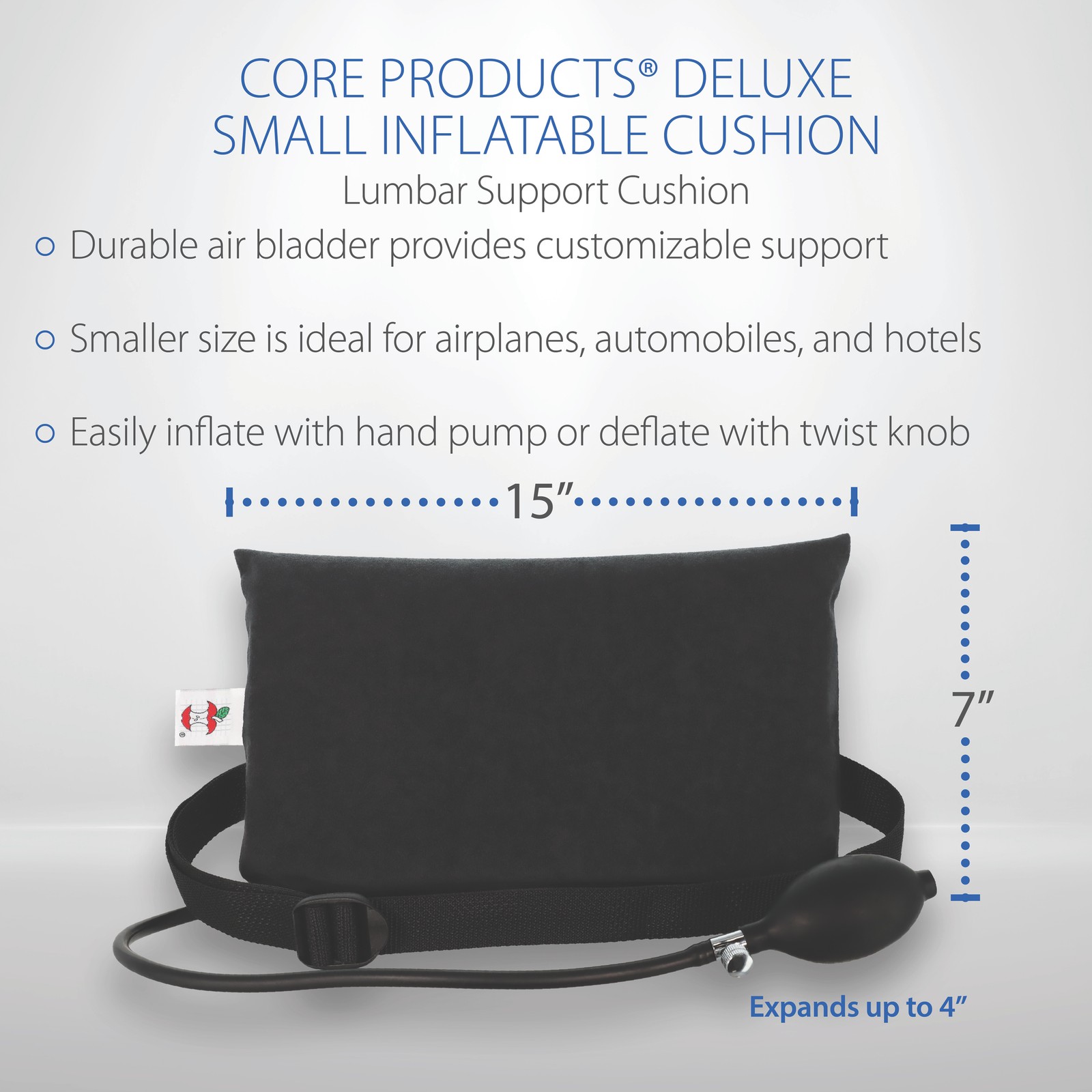 Core Products Small Inflatable Lumbar Cushion, Black