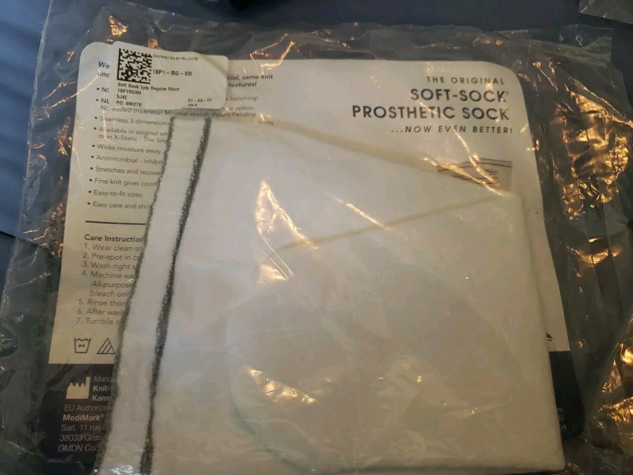 Knit-Rite Soft-Sock Prosthetic Sock 5 Ply No Hole Fits Size #1 ,#2 X 10-14 NEW