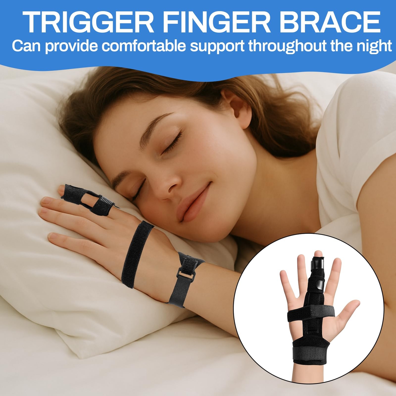 JDVBDNK 2 Pcs Trigger Finger Brace, Adjustable Hand Splint, One Size, black