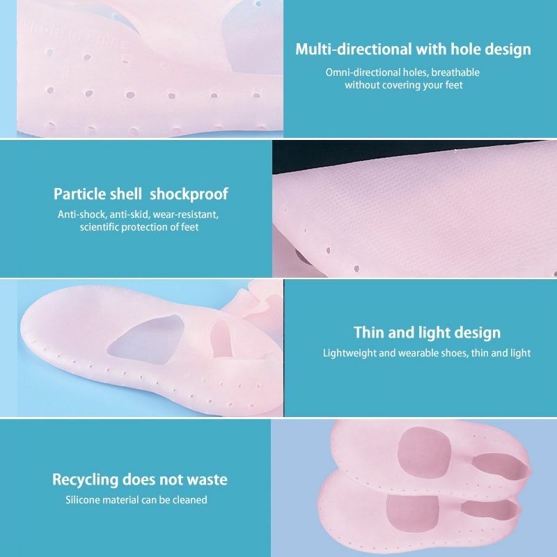 Silicone Gel Solid Thin Heel Socks Cracked Foot Skin Care Protector Feet Case