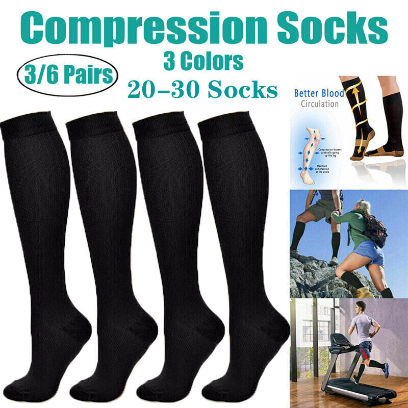 3PK Compression Socks 15-20mmHg Relief Calf Foot Support Stocking S-XL Men Women