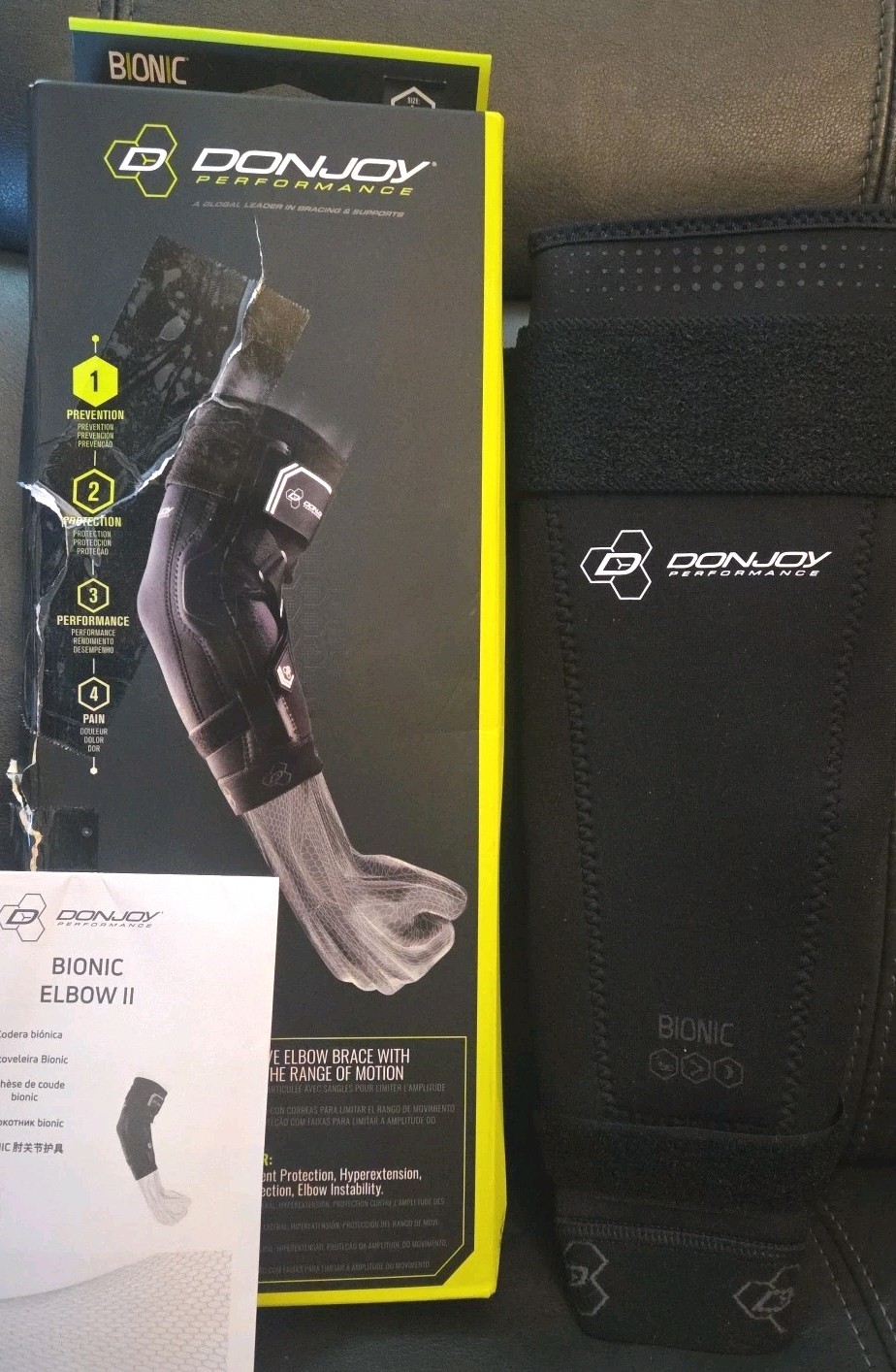 DonJoy Performance Bionic Elbow Brace II Size Large Blck New In Open Damaged Box
