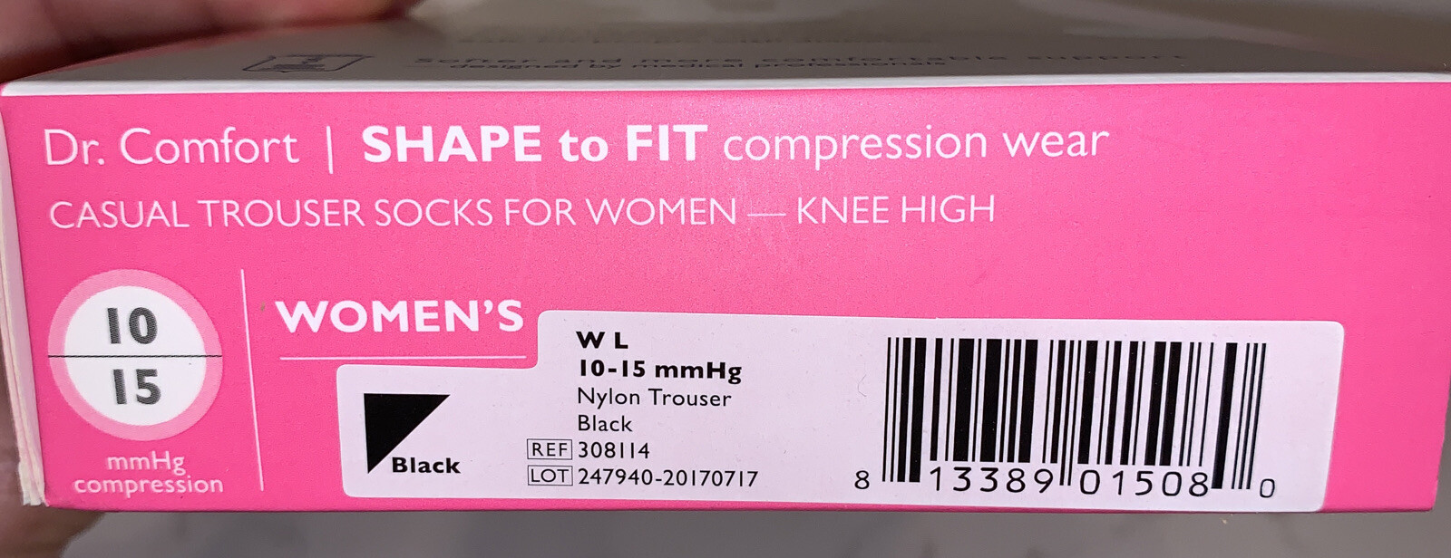 Dr Comfort Shape to Fit Womens 10-15 mmhg Compression Knee Trouser Socks Large