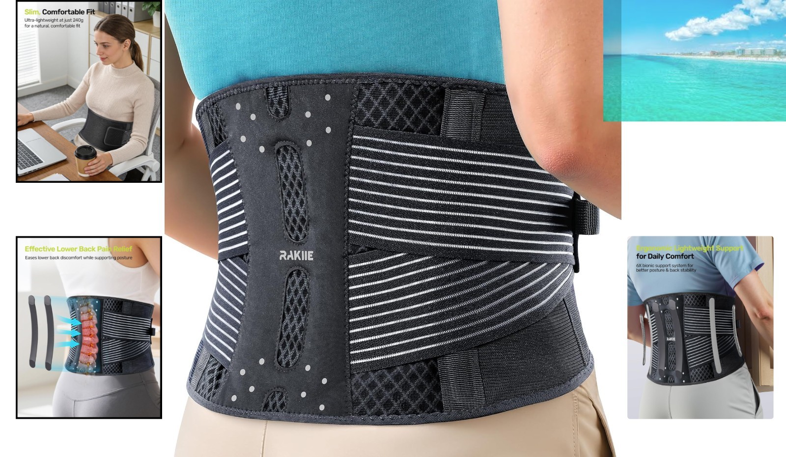 Dual Compression Strap Back Brace – Lightweight Lumbar Support for Pain Relief