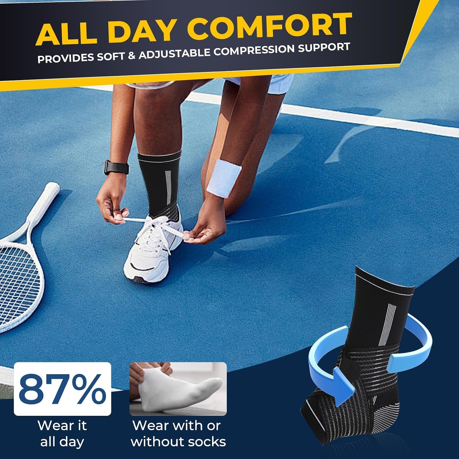 Adjustable Ankle Support Brace Black, Size L, 1 Unit