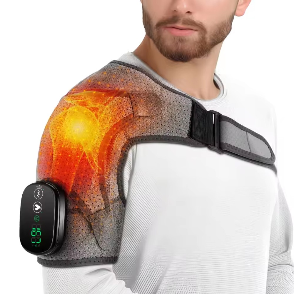 3 In 1 Electric Heated Shoulder Massager Brace with Vibration Joint Pain Relief-