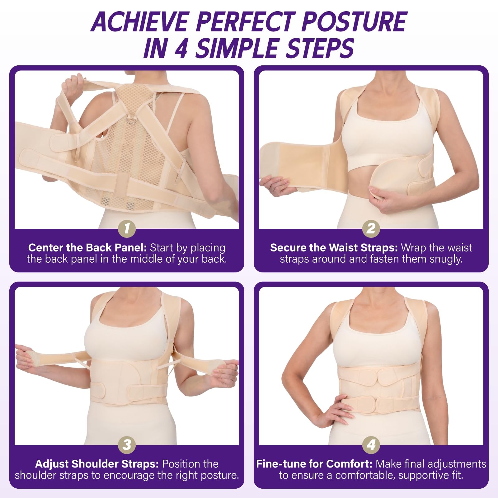 Back Brace Posture Corrector for & Men, Adjustable Full Back , Shoulder Strai…