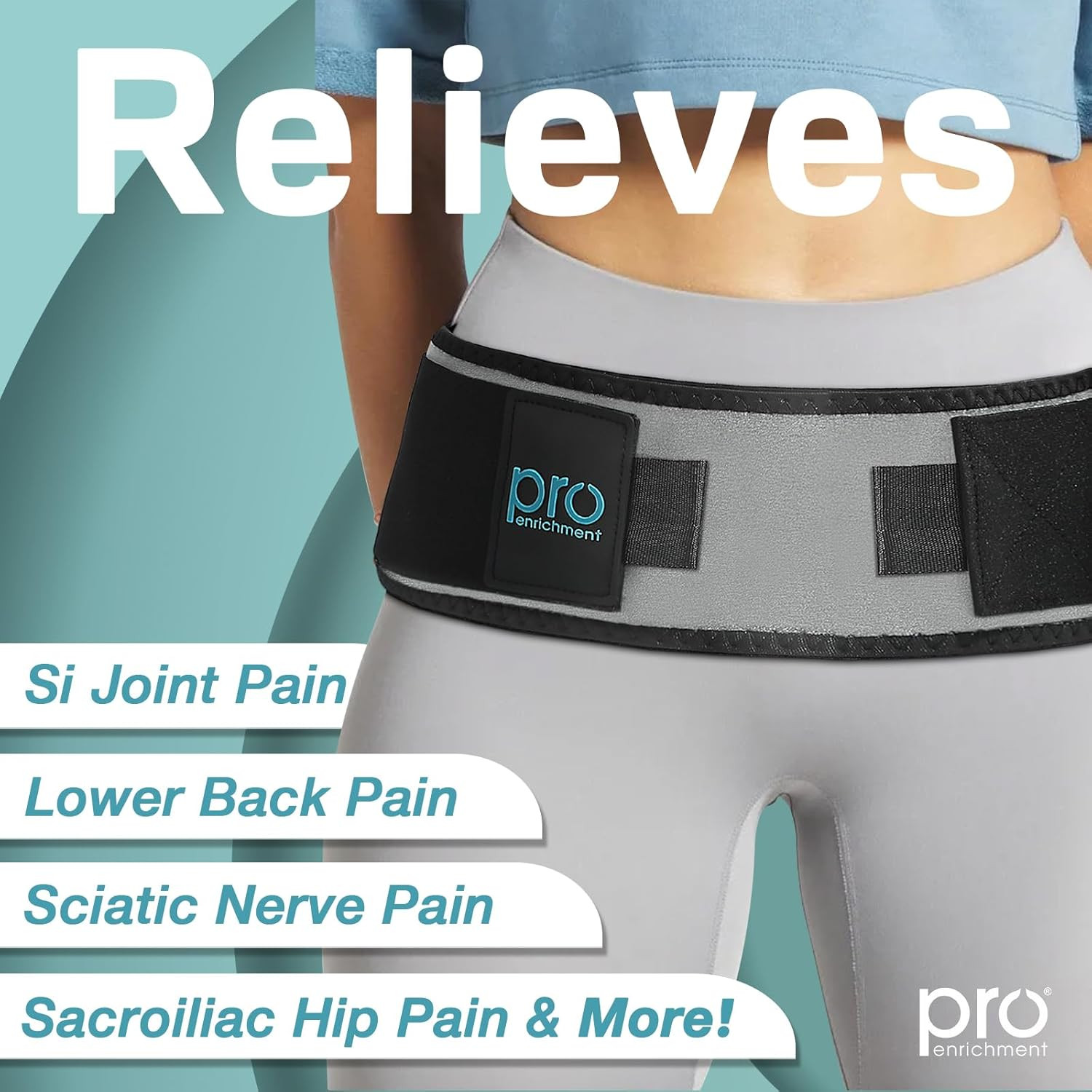 Pro Enrichment Sacroiliac SI Joint Hip Belt – USA Patented Lower Back Brace Supp