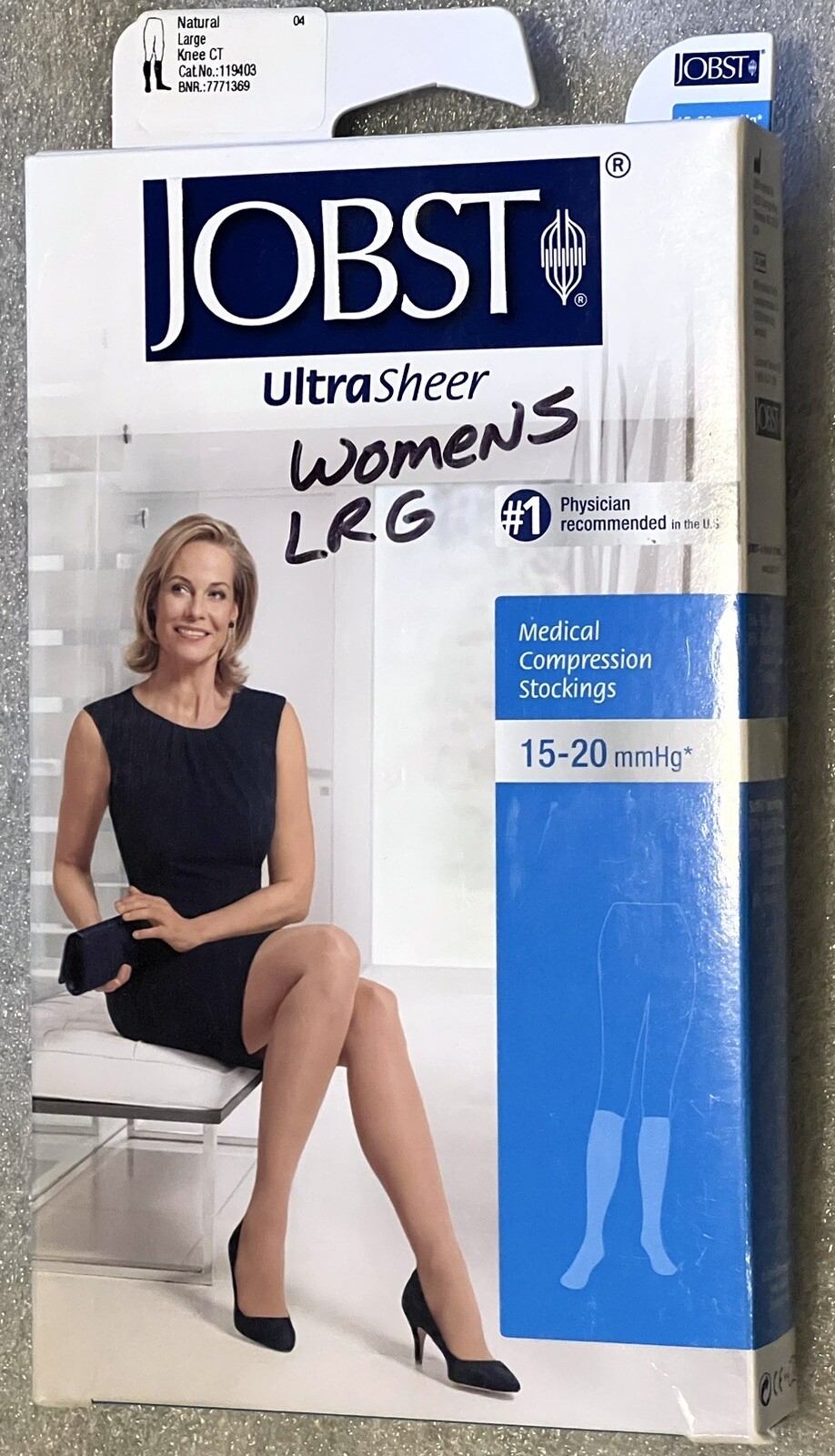 Jobst Ultrasheer Compression Stockings 15-20 mmHg Knee High CT Large Natural New