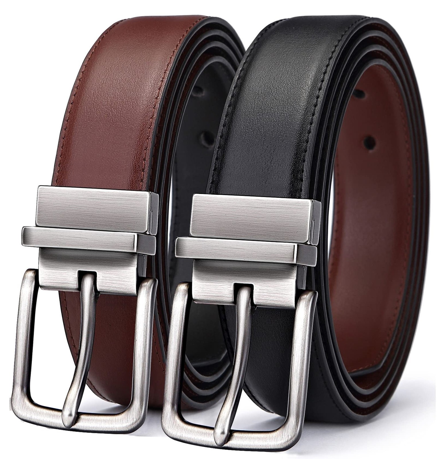 BULLIANT Men’s Belt,Reversible Belt Adjustable For Gift Men 1.25”-Cut For
