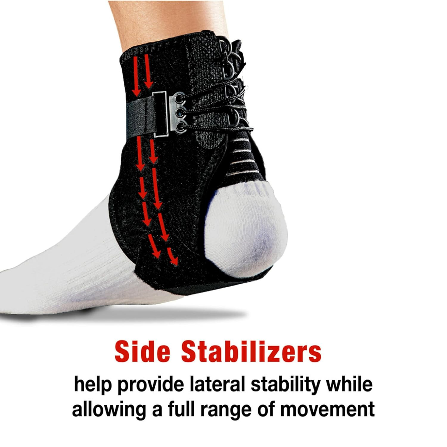Ankle Br with Side Stabilizers, Adjustable, Black, 1/Pack