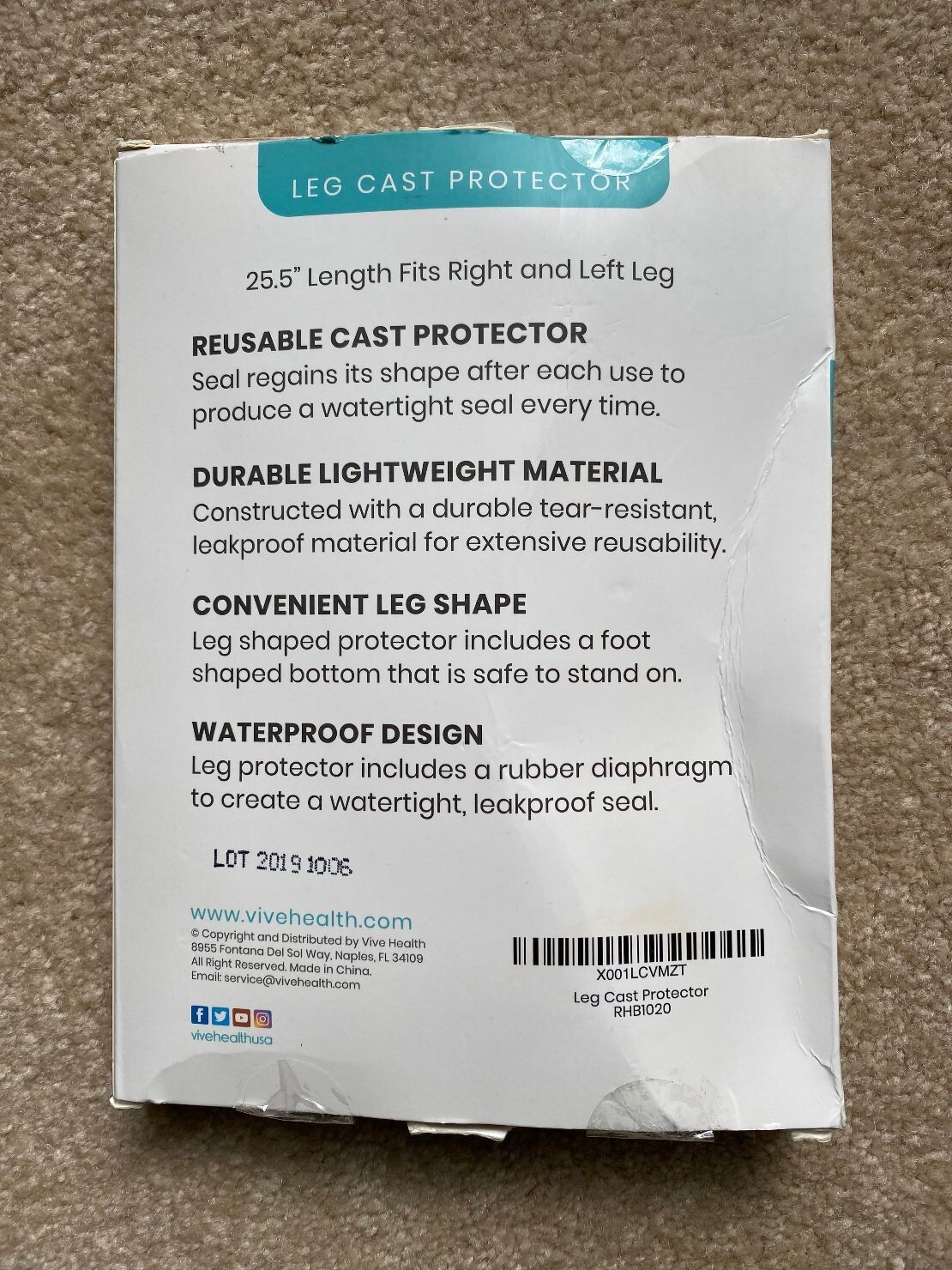 vive leg cast protector
