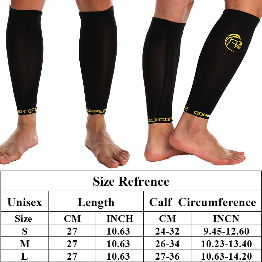 Copper Compression Socks Recovery Calf Leg Sleeves Shin Splint Running Sport Gym