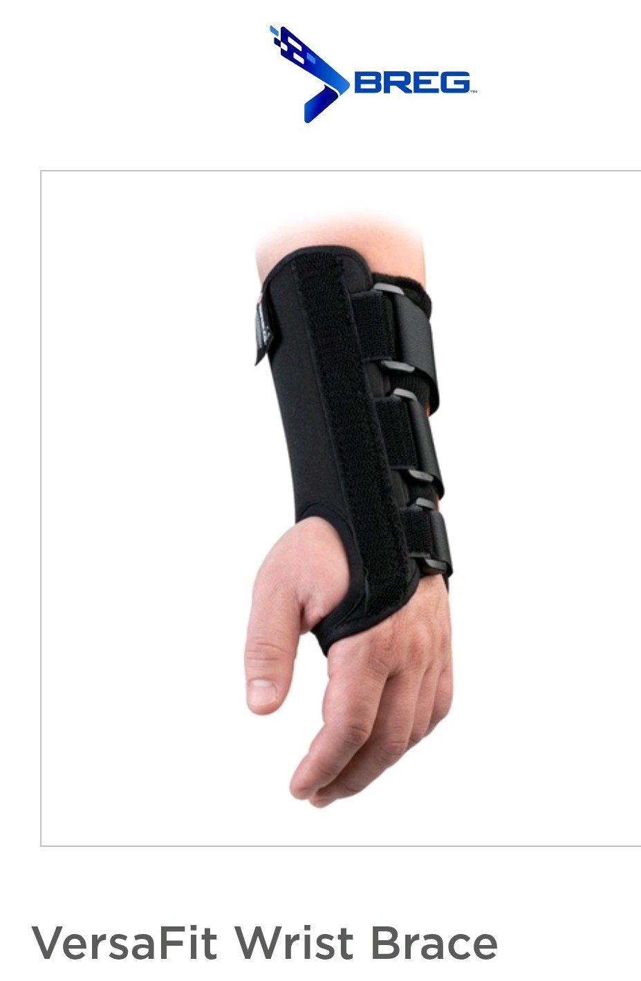Breg ‘Versa-Fit’ Wrist Brace – Left Hand – XL 100639-150