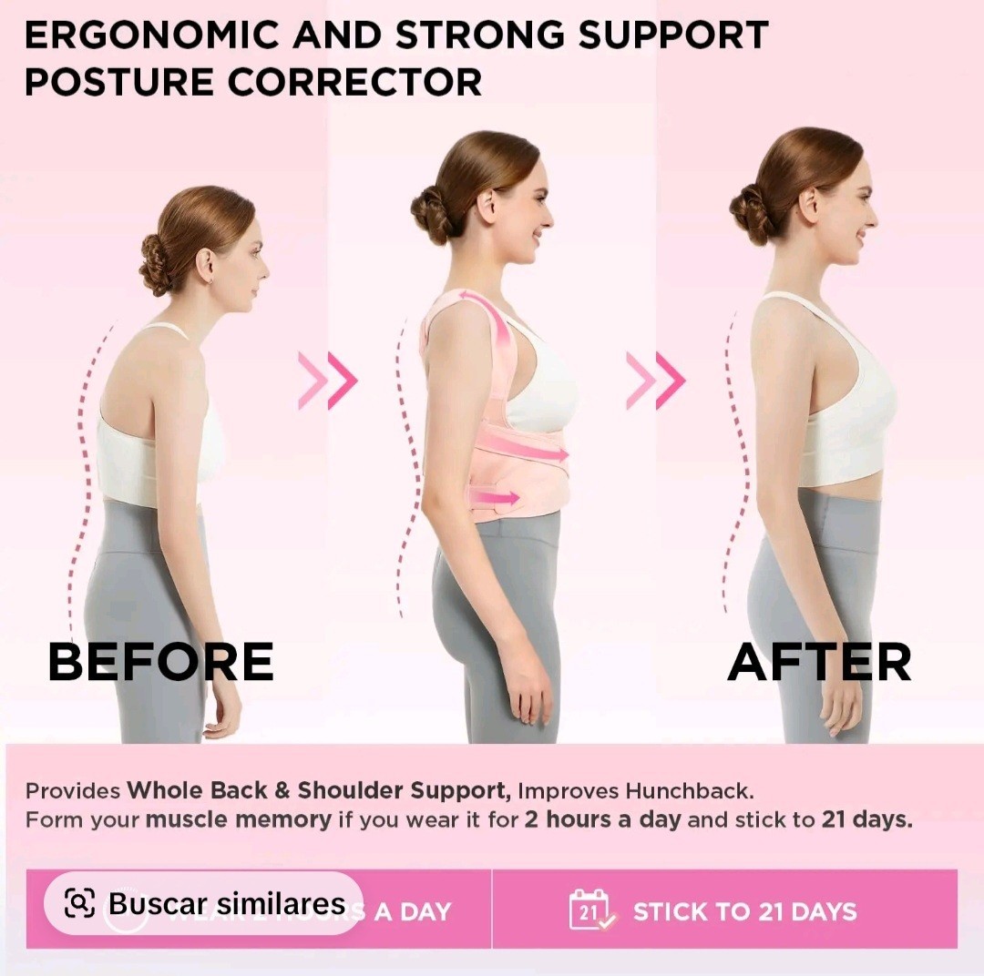 Vicorrect Adjustable Ergonomic Posture Corrector Pink L Back