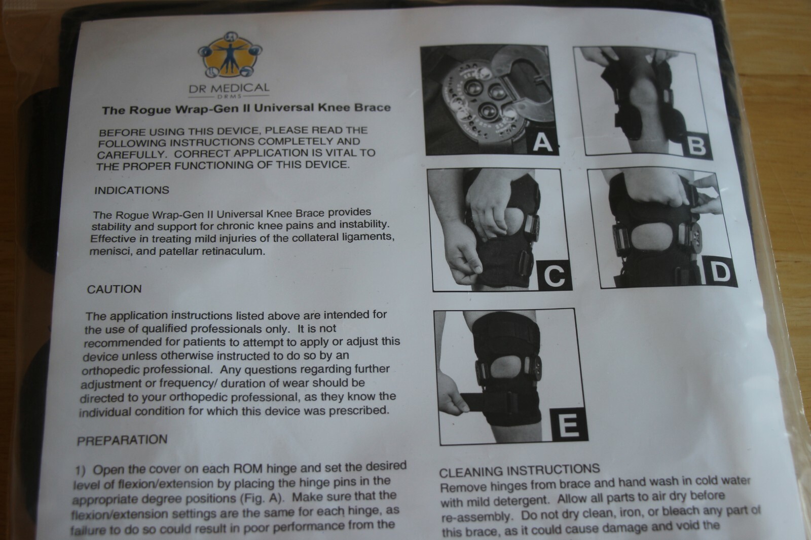 DRMS Dr Medical Rogue Wrap Gen II Universal Knee Brace Black One Size NEW NIP
