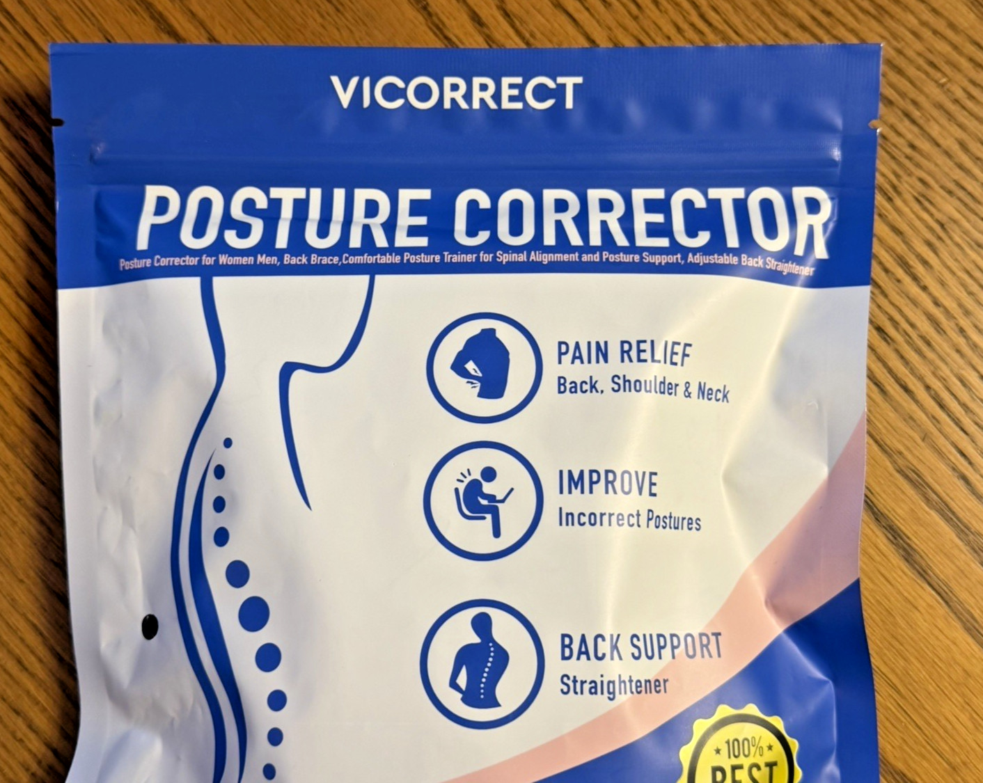 NEW Vicorrect Posture Corrector Upper Back B08VNHZMFK Small/Med Pink/Beige